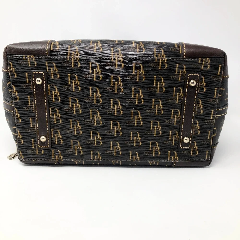 Dooney & Bourke Gretta Monogram Satchel Florentine Vacchetta Leather Brown Bag